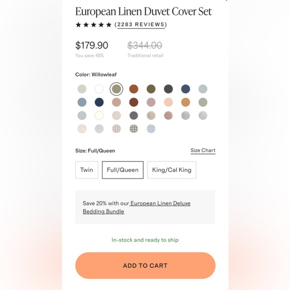 Quince European Linen Duvet Cover Set - Picture 4 of 5